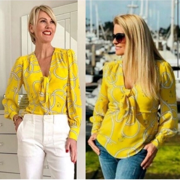 NWT - Cabi Yellow and White Nautical Blouse 🌼 - Picture 5 of 10